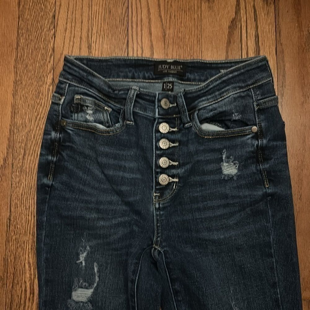Judy Blue Trouser Flare Distressed jeans 1/25  C - Picture 4 of 11